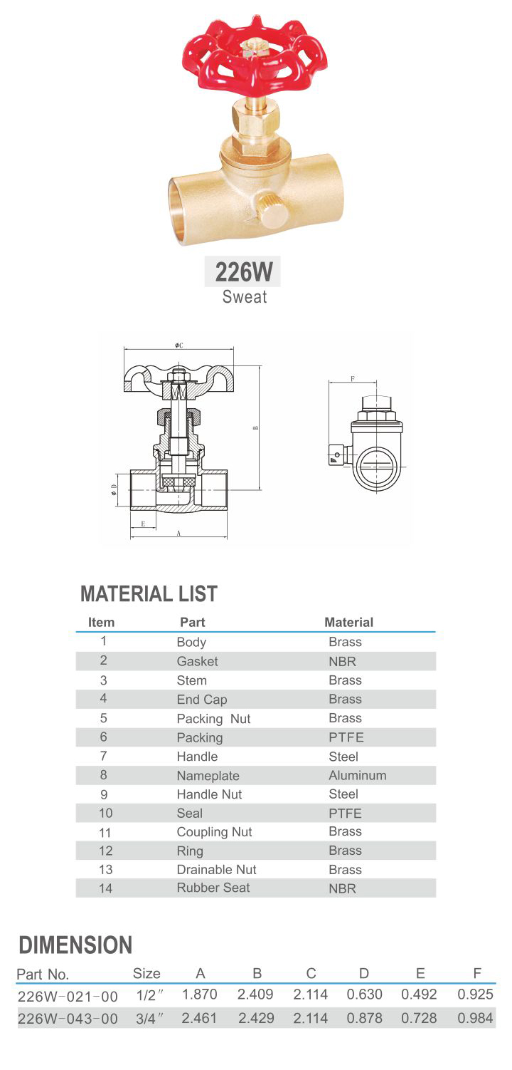Brass Stop Valve with Drain, C x C Huaping Intelligent Control Technology