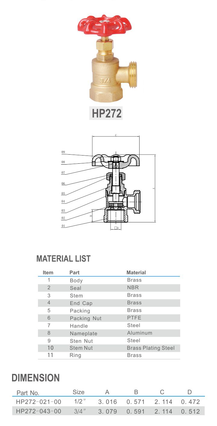 Brass Boiler Drain Valve, FIP to Hose Huaping Intelligent Control Technology
